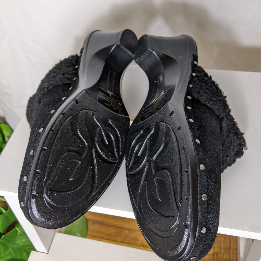 Isaac Mizrachi Black Shearling Clog Mule - Picture 3 of 6